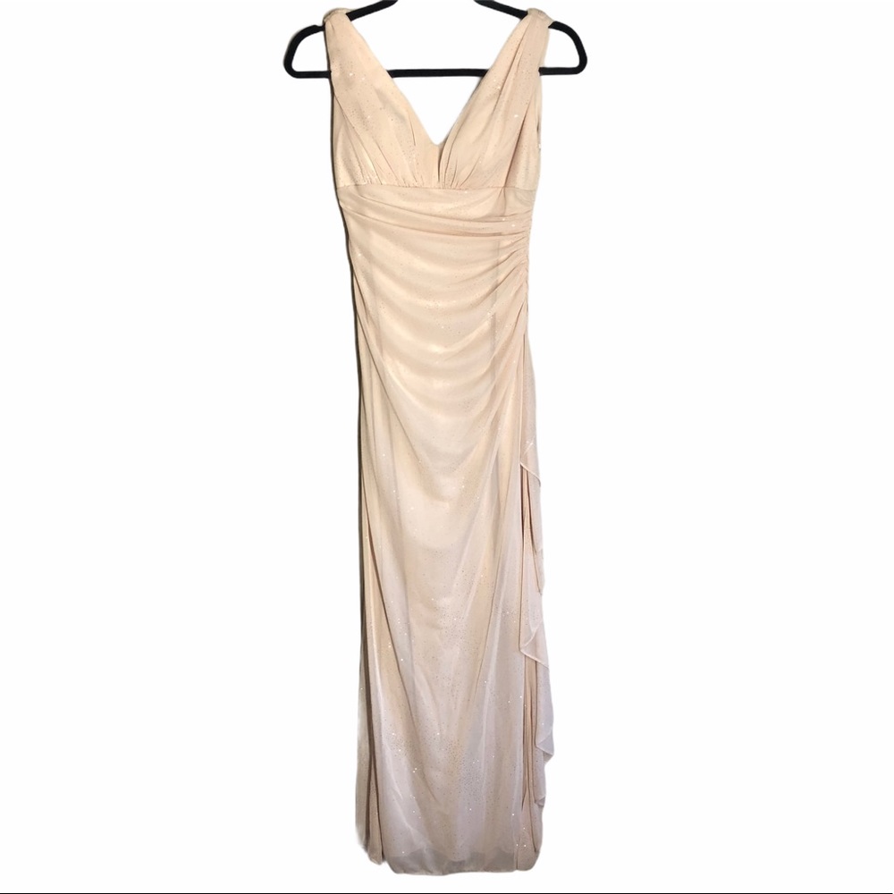 BETSY&ADAM EVENING PROM SHIMMERING RUCHED DRESS